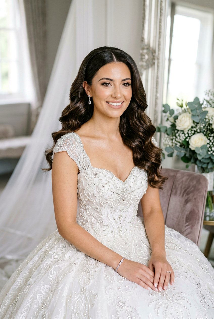 Glamorous Bridal Soft Curls With Middle Part - 20 bridal soft curls with middle part - 20 bridal soft curls with middle part
