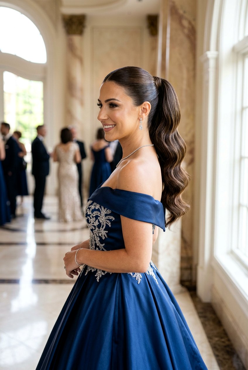 Glamorous Hollywood Wave Ponytail - 20 bridal hairstyle with textured ponytail - 20 bridal hairstyle with textured ponytail