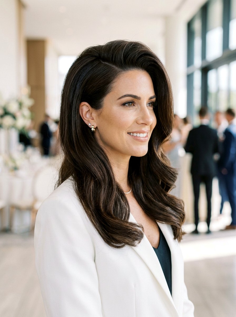 Glamorous Side Part With Root Volume - 20 soft glam hairstyle for shoulder length hair - 20 soft glam hairstyle for shoulder length hair