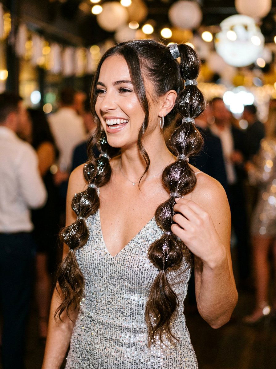 Glitter Bubble Braids - 20 y2k bubble braid hairstyle - 20 y2k bubble braid hairstyle