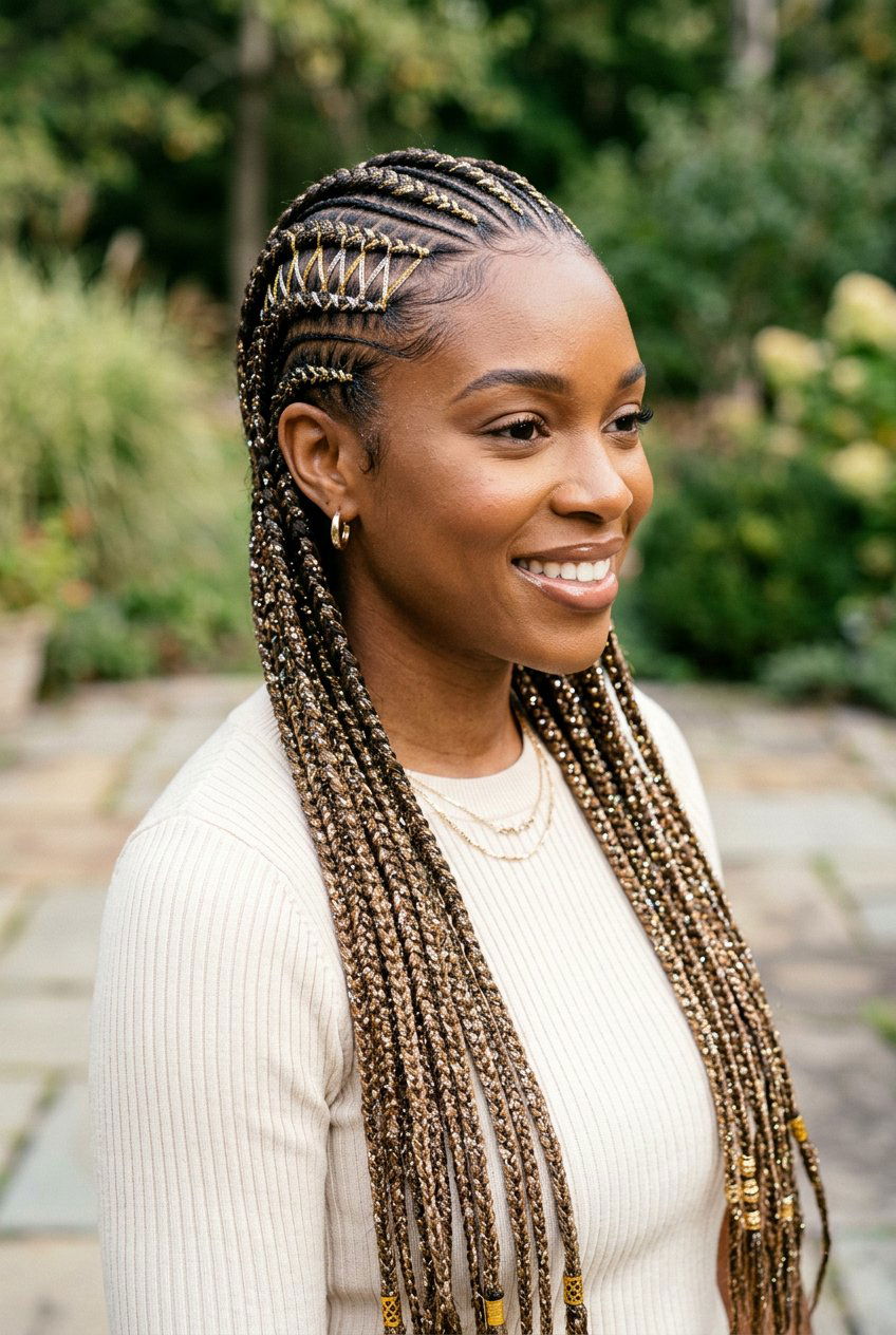 Glitter Feed In Braids - 20 glitter braid hairstyles - 20 glitter braid hairstyles