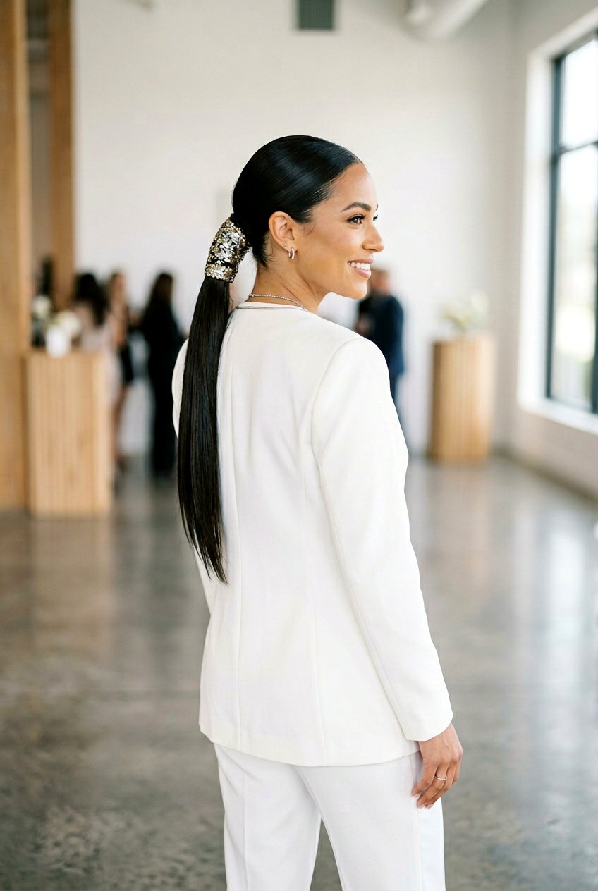 Glitter Ponytail With Hair Wrap - 20 birthday hairstyle with glitter ponytail - 20 birthday hairstyle with glitter ponytail