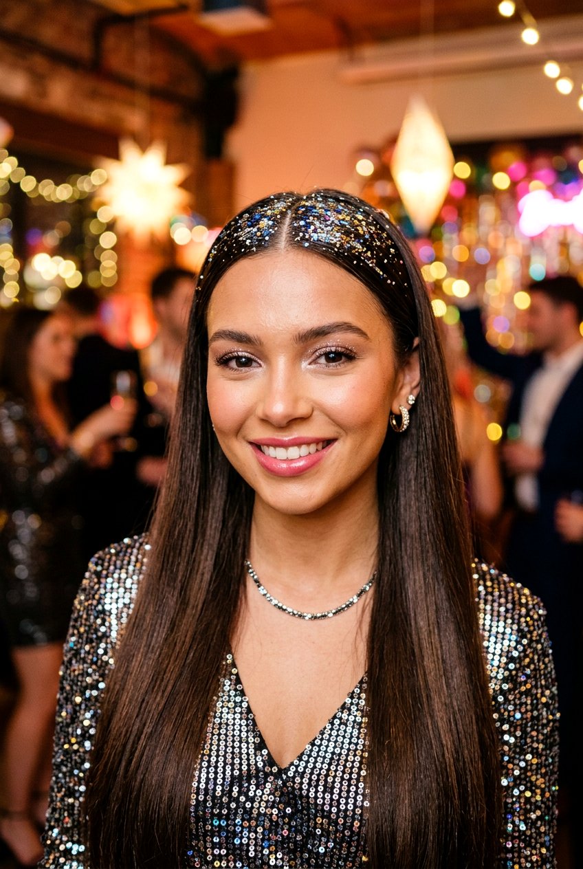 Glitter Roots With Straight Hair - 20 birthday hairstyle for long straight hair - 20 birthday hairstyle for long straight hair