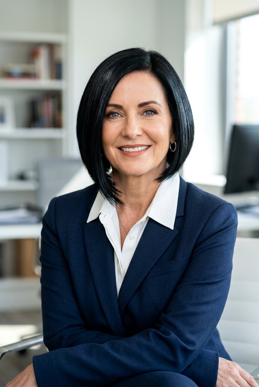 Glossy Black Inverted Bob - 20 glossy black hair color for women over 50 - 20 glossy black hair color for women over 50