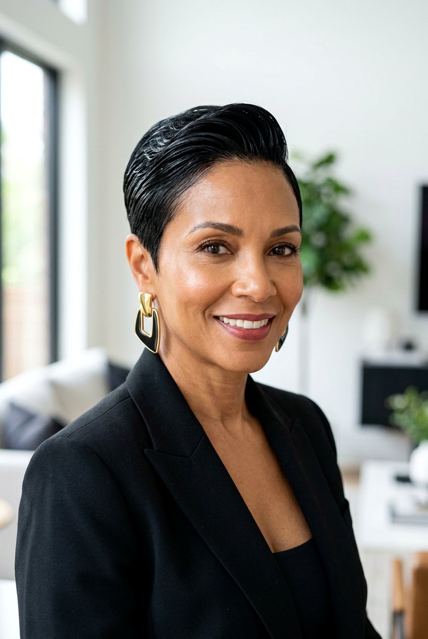 Glossy Black Pixie Cut - 20 glossy black hair color for women over 50 - 20 glossy black hair color for women over 50