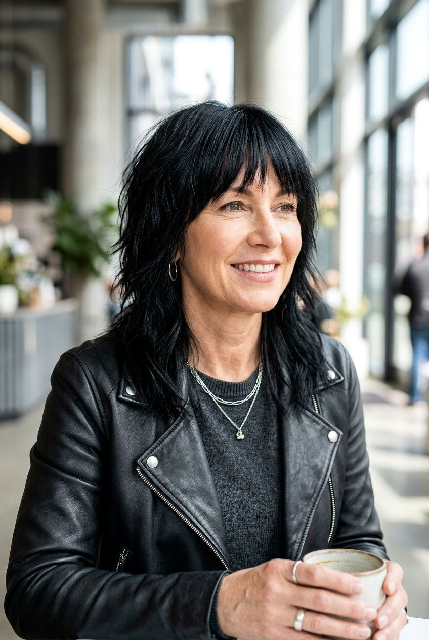 Glossy Black Shag Haircut - 20 glossy black hair color for women over 50 - 20 glossy black hair color for women over 50