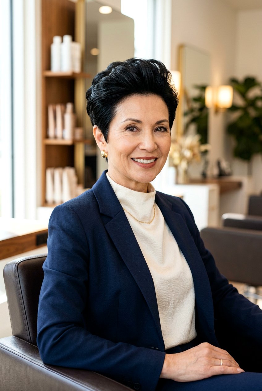 Glossy Black Tapered Cut - 20 glossy black hair color for women over 50 - 20 glossy black hair color for women over 50