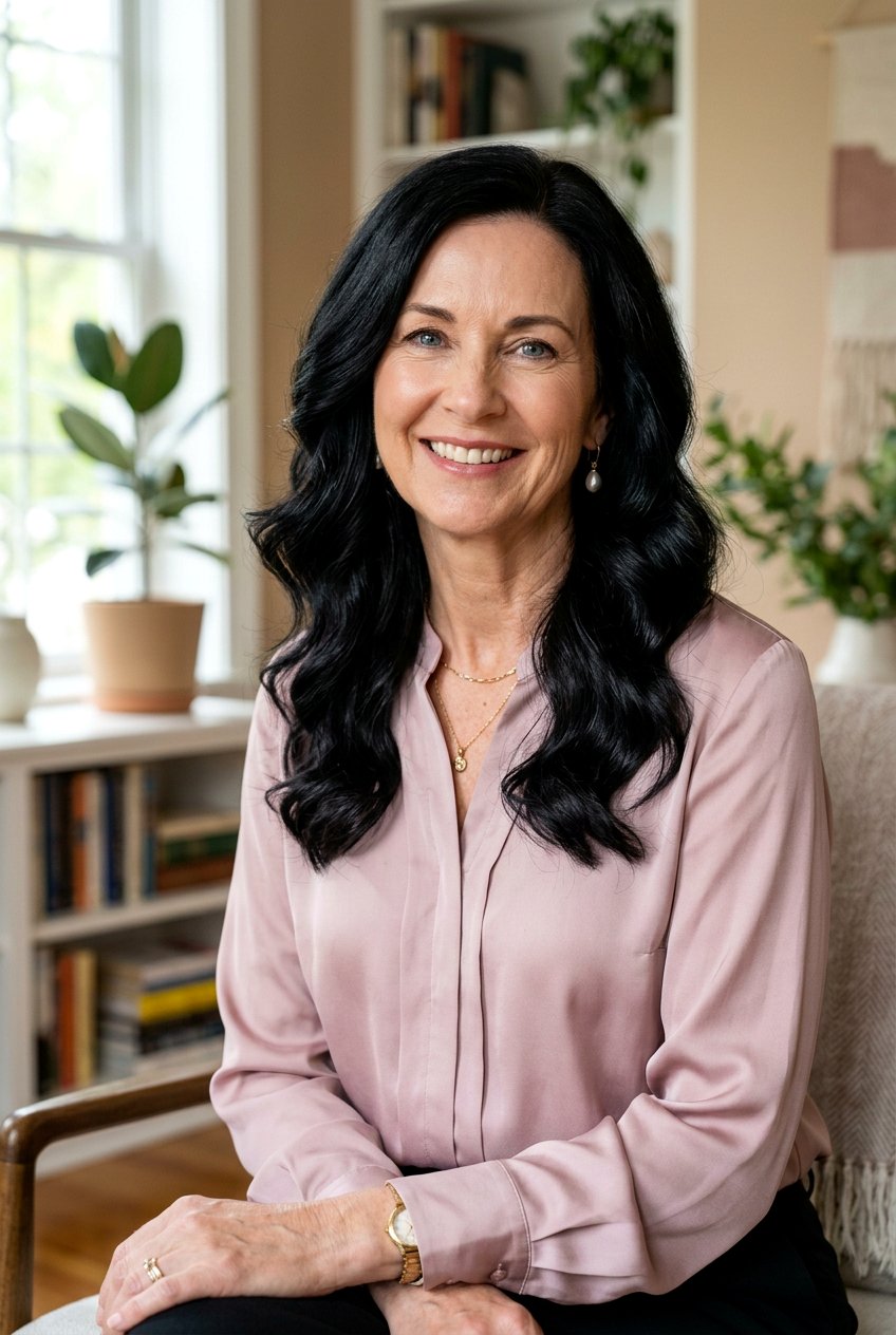 Glossy Black Wavy Hair - 20 glossy black hair color for women over 50 - 20 glossy black hair color for women over 50