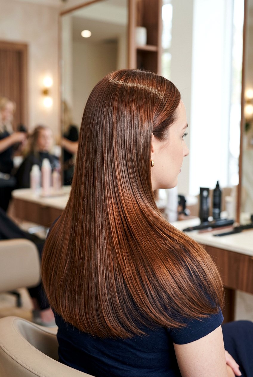 Glossy Chestnut Brown Hair - 20 chestnut brunette with copper ribbons - 20 chestnut brunette with copper ribbons