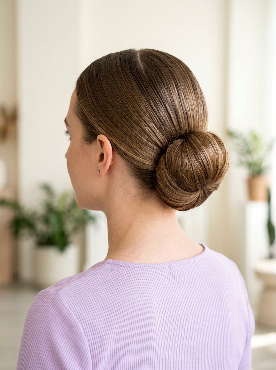 Glossy Low Bun With Middle Part For Thin Hair - 20 glossy low bun with middle part - 20 glossy low bun with middle part