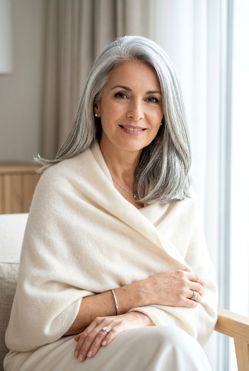 Glossy Silver Gray Hair - 20 elegant gray hair color ideas - 20 elegant gray hair color ideas