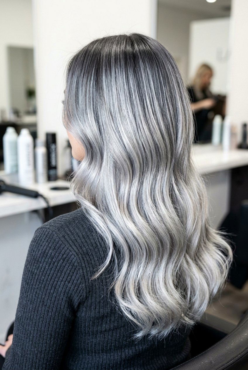 Glossy Silver Hair Melt - 20 gray blending hair color - 20 gray blending hair color