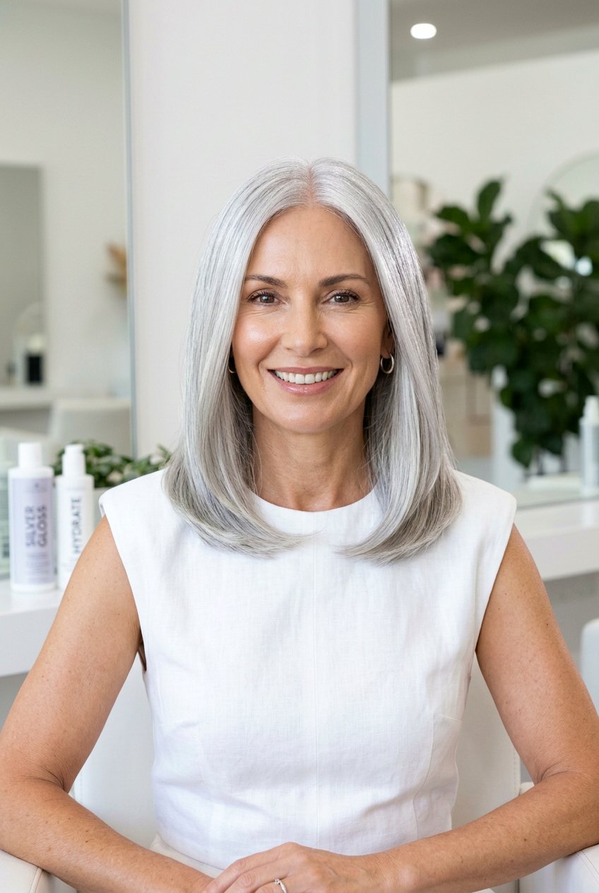 Glossy Silver Hair Treatment - 20 elegant gray blend hair color - 20 elegant gray blend hair color