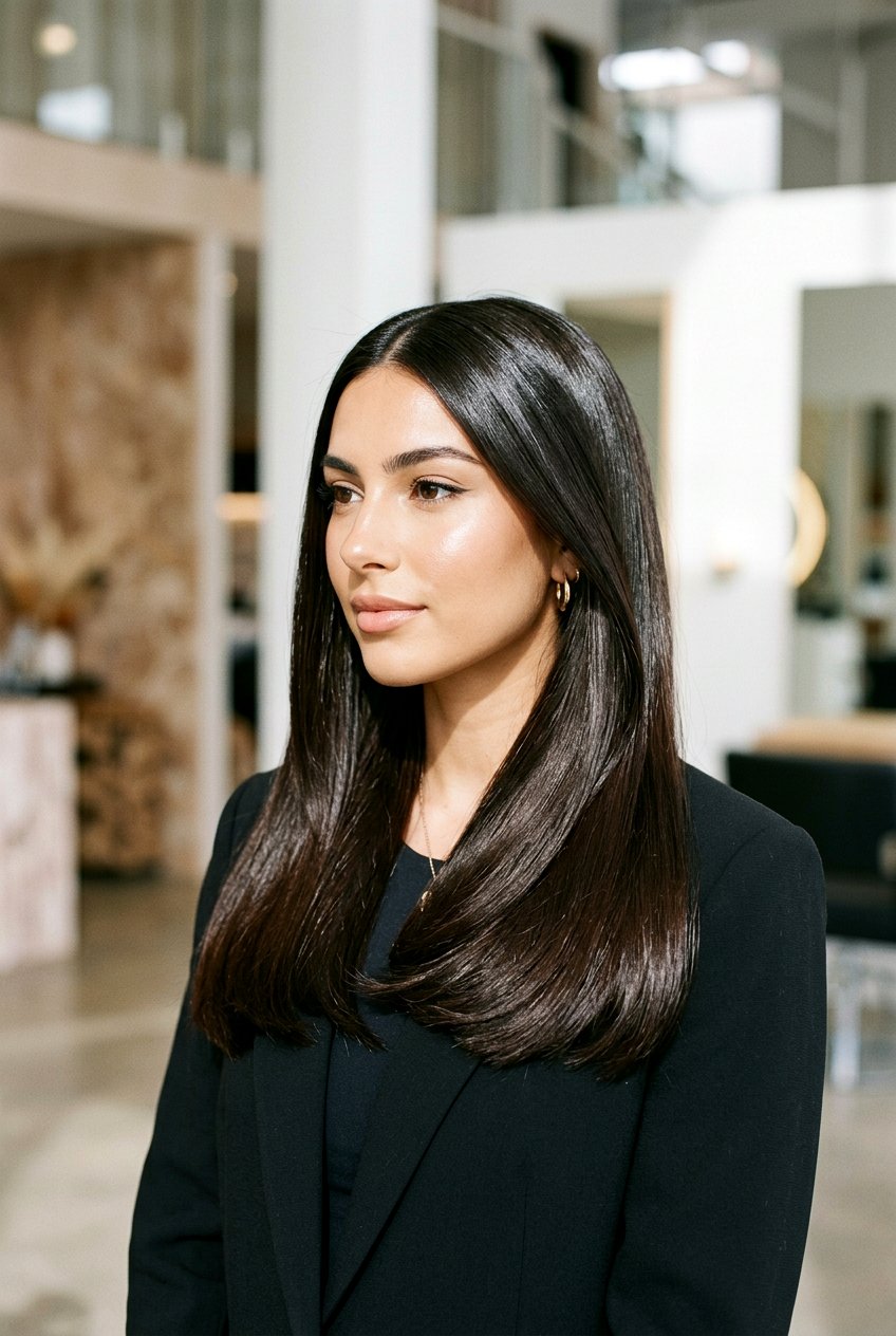 Glossy black brown hair - 20 brunette hair ideas for winter - 20 brunette hair ideas for winter