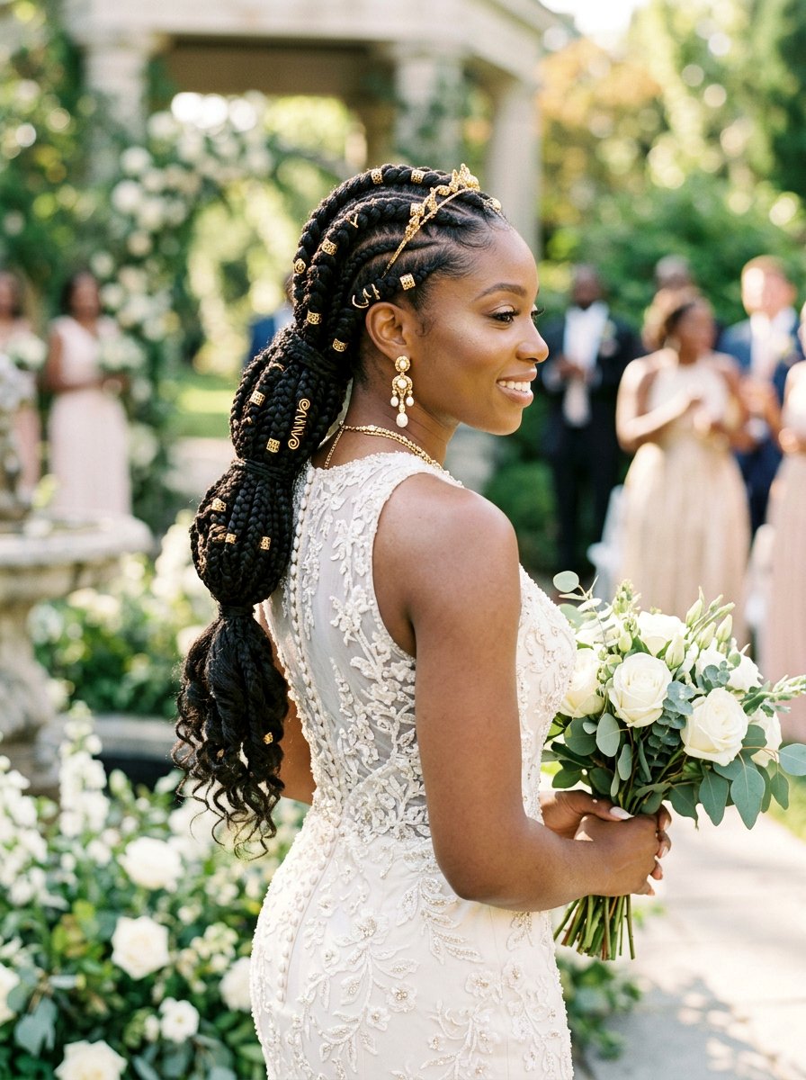 Goddess Braid Low Ponytail Bridal - 20 wedding hairstyles with low ponytail - 20 wedding hairstyles with low ponytail