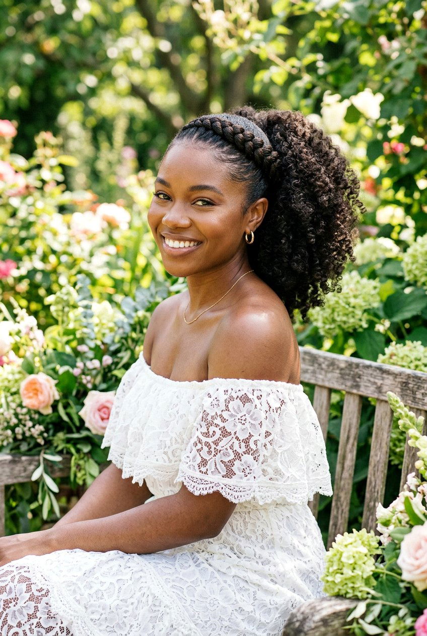 Goddess Braid Puff Ponytail - 20 natural puff ponytail hairstyle - 20 natural puff ponytail hairstyle