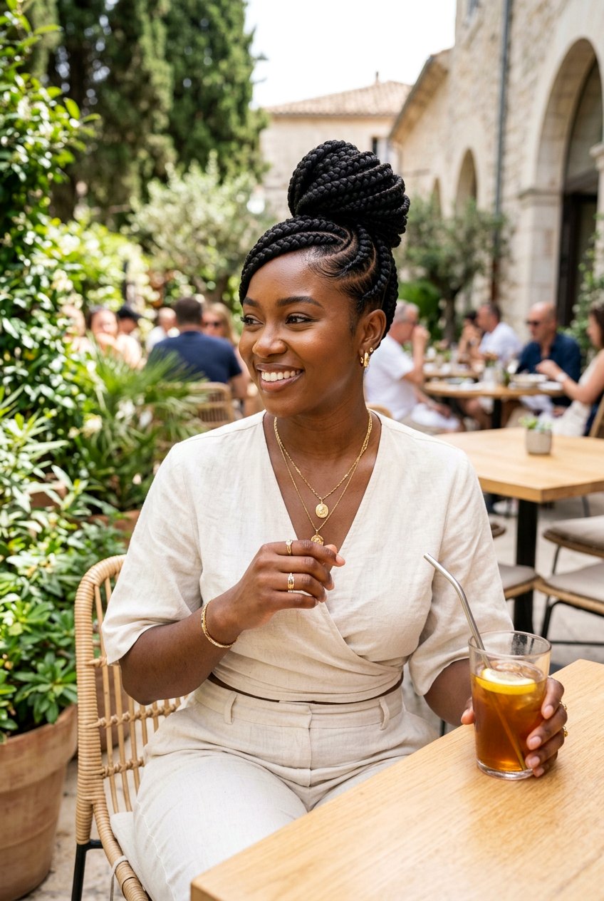 Goddess Braided Bun With Deep Swoop - 20 braided bun with swoop bangs - 20 braided bun with swoop bangs