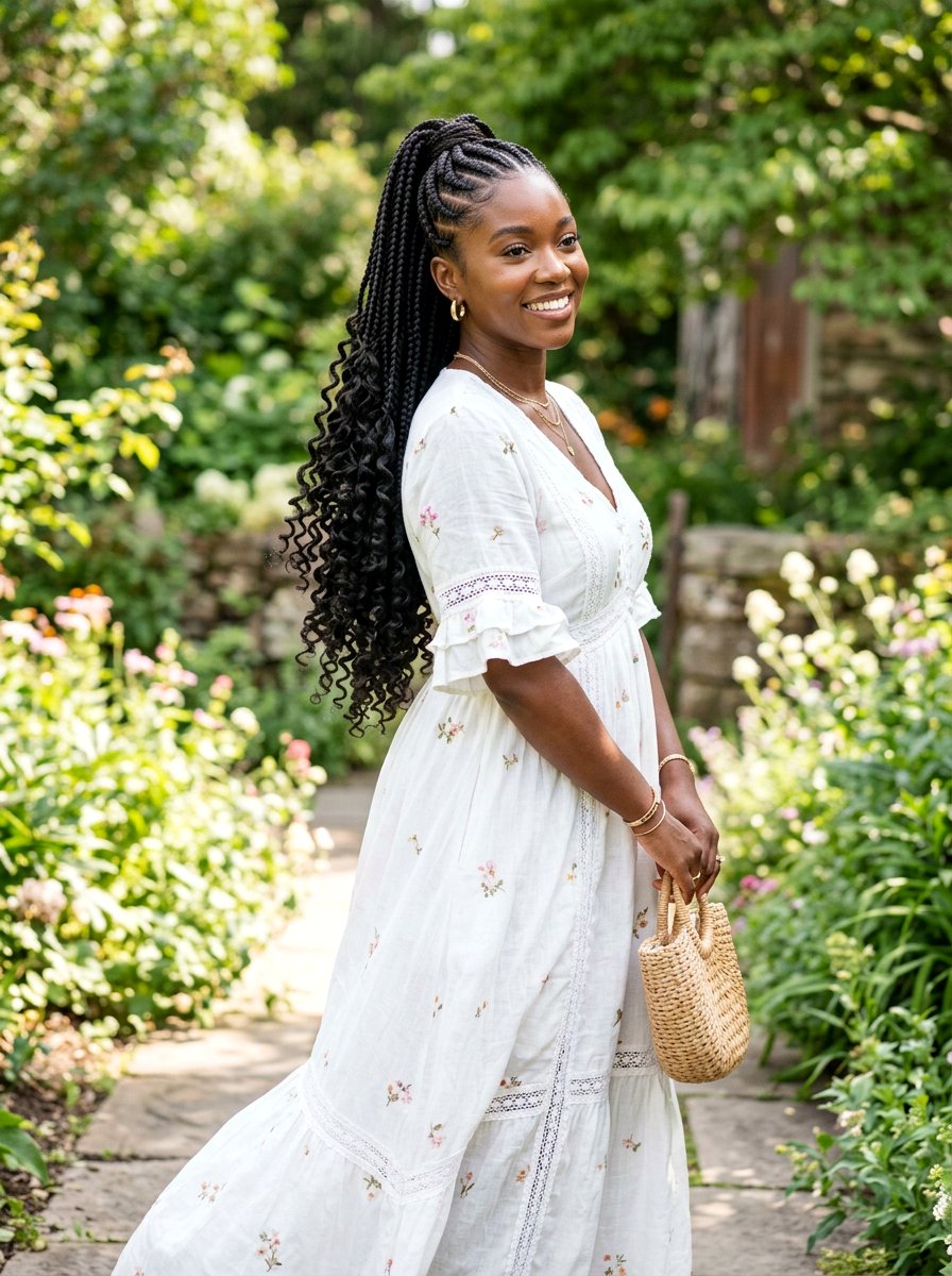 Goddess Braided Ponytail - 20 ponytail hairstyles for black women - 20 ponytail hairstyles for black women