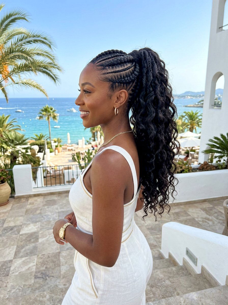 Goddess Braided Ponytail for Luxury Resort - 20 vacation ponytail with braids - 20 vacation ponytail with braids