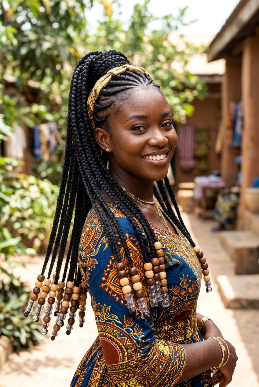 Goddess Braids Ponytail With Beads - 20 goddess braids ponytail for women