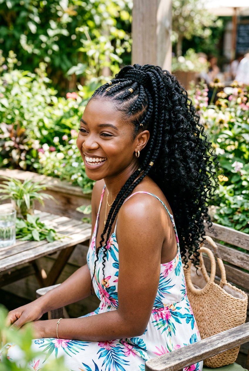 Goddess Braids Ponytail With Curly Ends - 20 goddess braids ponytail for women - 20 goddess braids ponytail for women