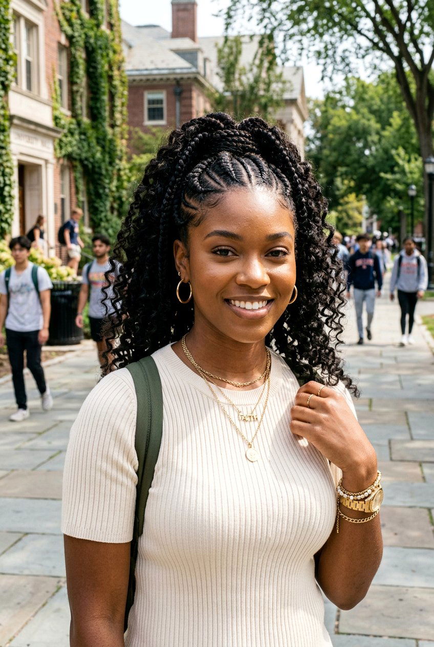 Goddess Braids Ponytail - 20 braid hairstyle for college girls - 20 braid hairstyle for college girls