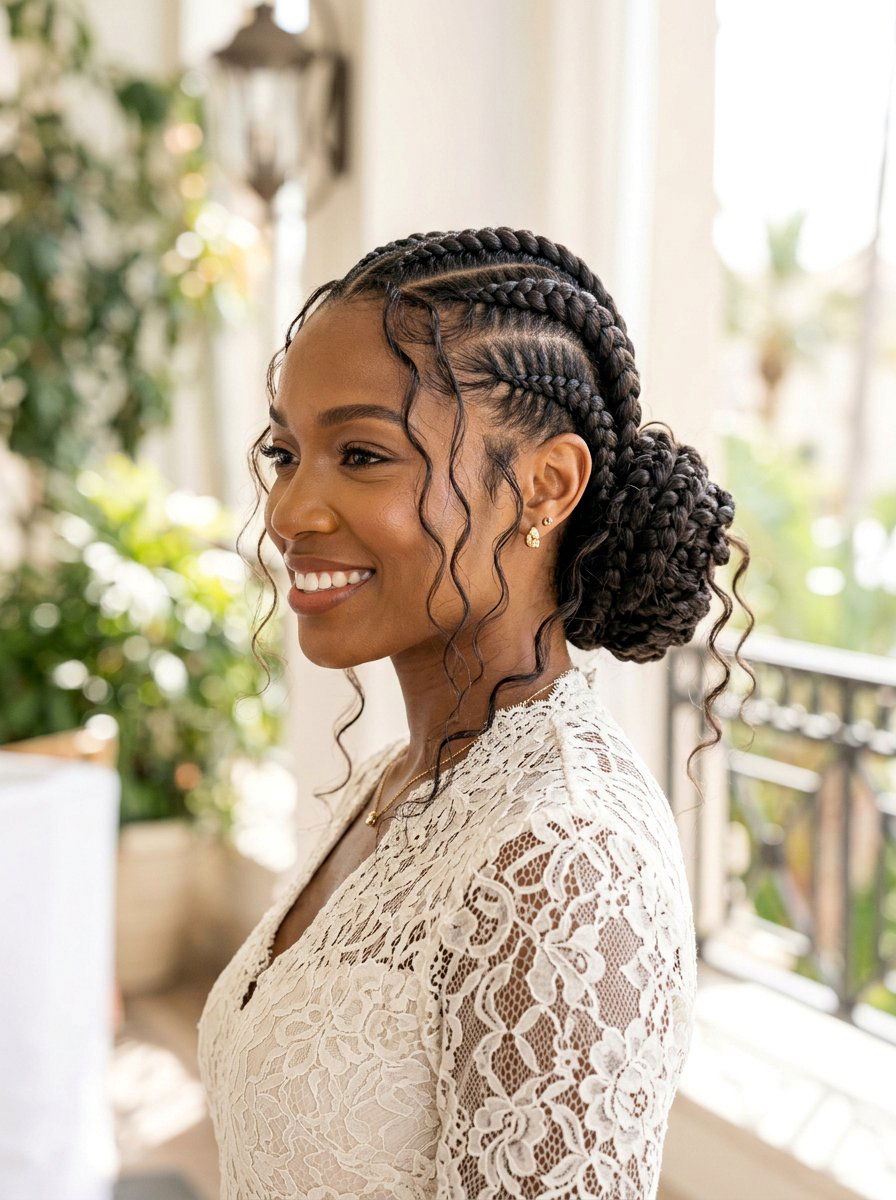 Goddess Braids Straight Back Into Bun - 20 straight back cornrows with bun - 20 straight back cornrows with bun