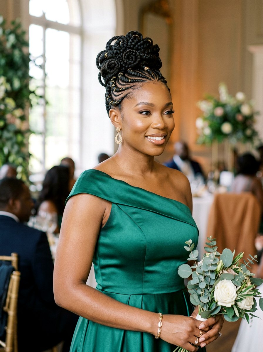 Goddess Braids Updo - 20 wedding hairstyles for black bridesmaids - 20 wedding hairstyles for black bridesmaids