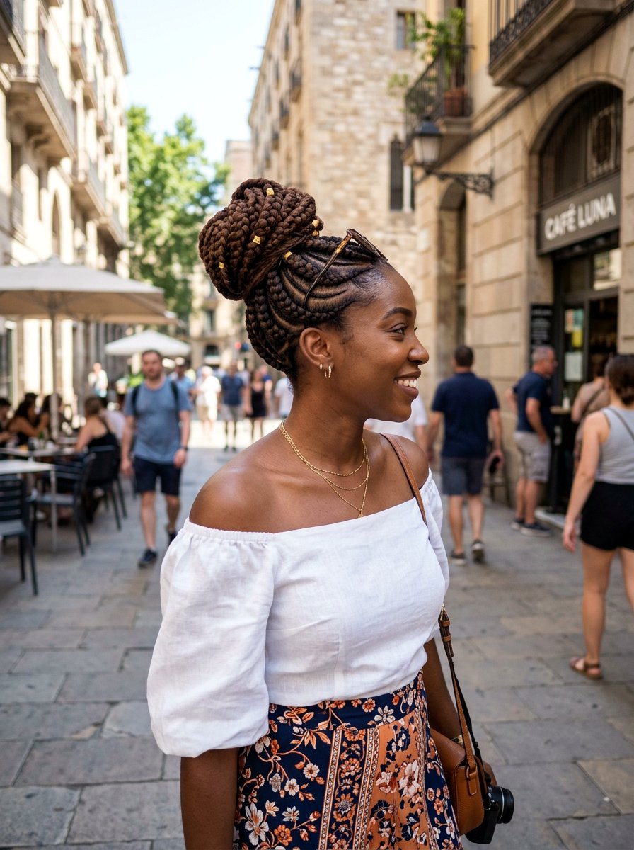 Goddess Braids Updo For Vacation - 20 protective braid styles for vacation - 20 protective braid styles for vacation