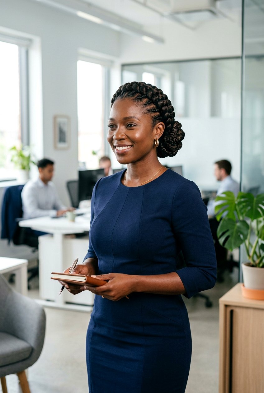 Goddess Braids Updo - 20 office friendly braided hairstyles for black women - 20 office friendly braided hairstyles for black women