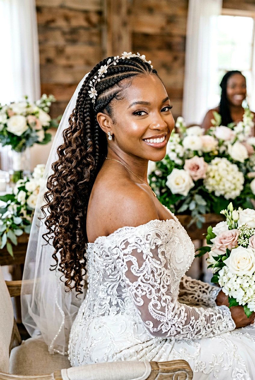 Goddess Braids With Bridal Curls - 20 bridal hairstyle for long natural curls - 20 bridal hairstyle for long natural curls
