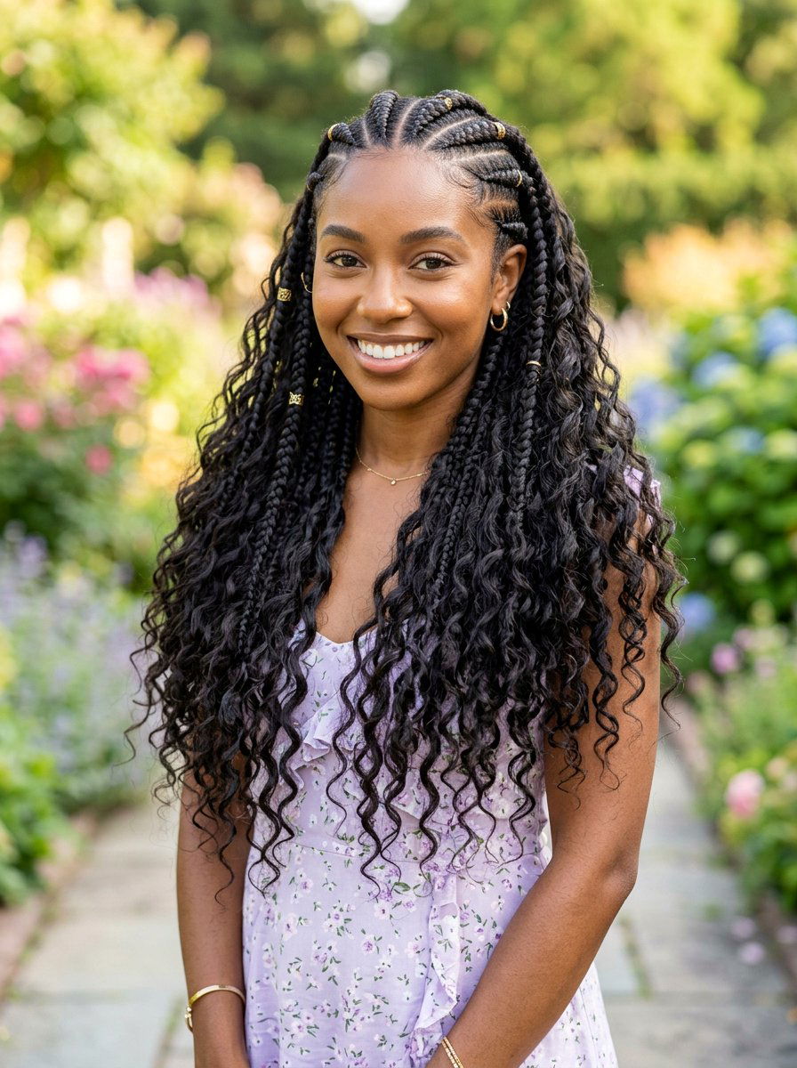 Goddess Braids With Curls - 20 scalp braid hairstyles for black women - 20 scalp braid hairstyles for black women