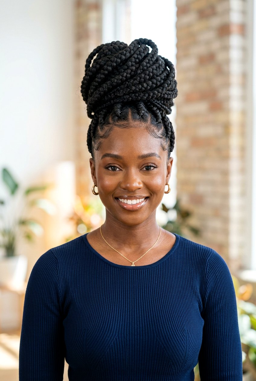 Goddess Braids into Updo on Natural Hair - 20 protective styles for shoulder length natural hair - 20 protective styles for shoulder length natural hair