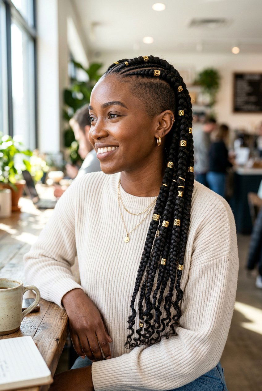 Goddess Braids with Shaved Side - 20 braided side shave hairstyle - 20 braided side shave hairstyle