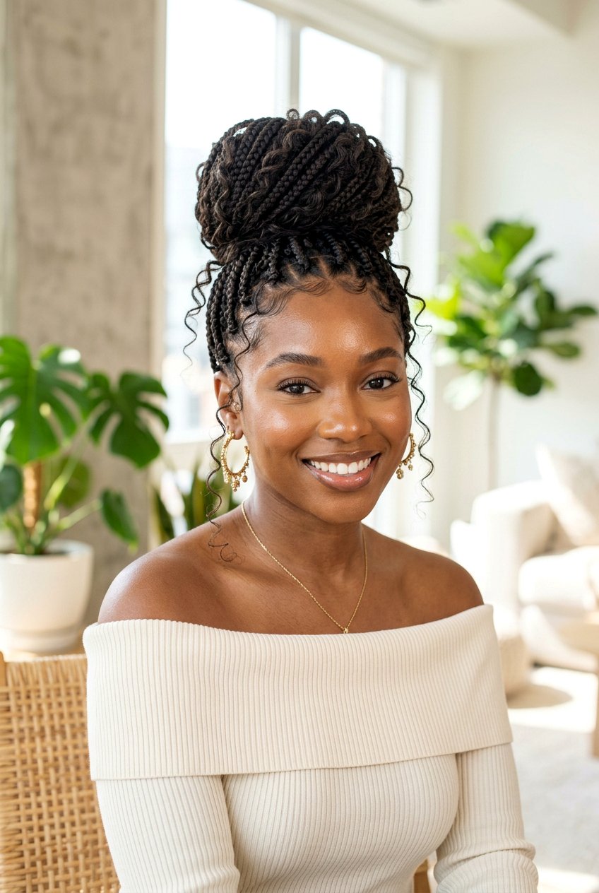 Goddess Knotless Braids High Bun - 20 goddess knotless braids styles - 20 goddess knotless braids styles