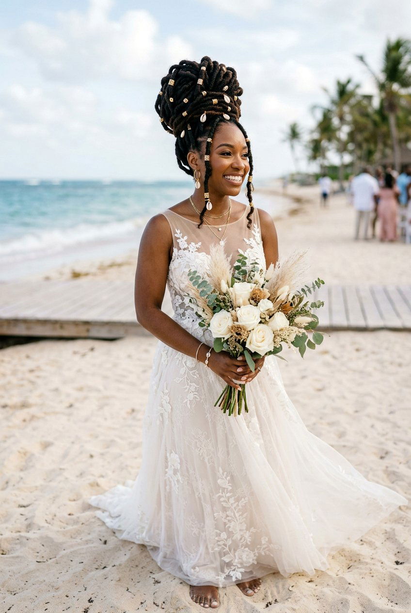 Goddess Loc Updo - 20 bridal loc updo styles