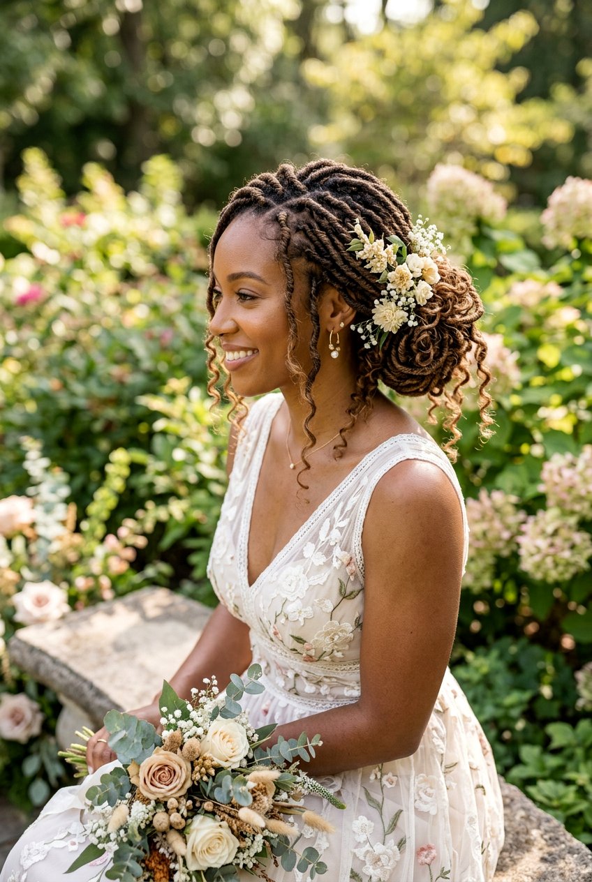 Goddess Locs Bridal Updo - 20 bridal braid styles for black women - 20 bridal braid styles for black women