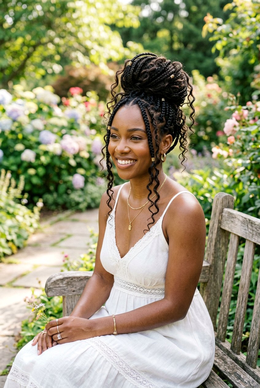 Goddess box braids bun - 20 box braids bun hairstyle - 20 box braids bun hairstyle