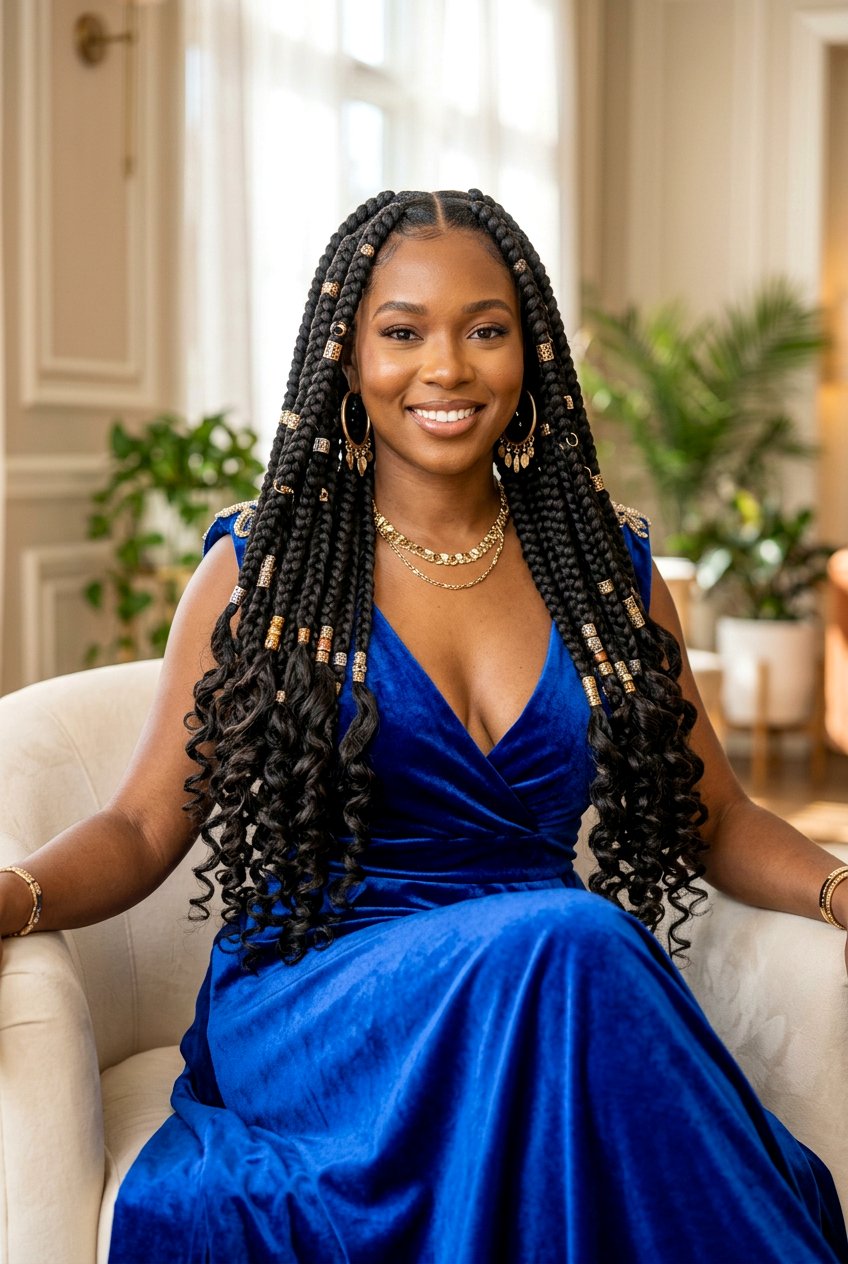 Goddess knotless braids with beads - 20 waist length knotless braids with beads - 20 waist length knotless braids with beads