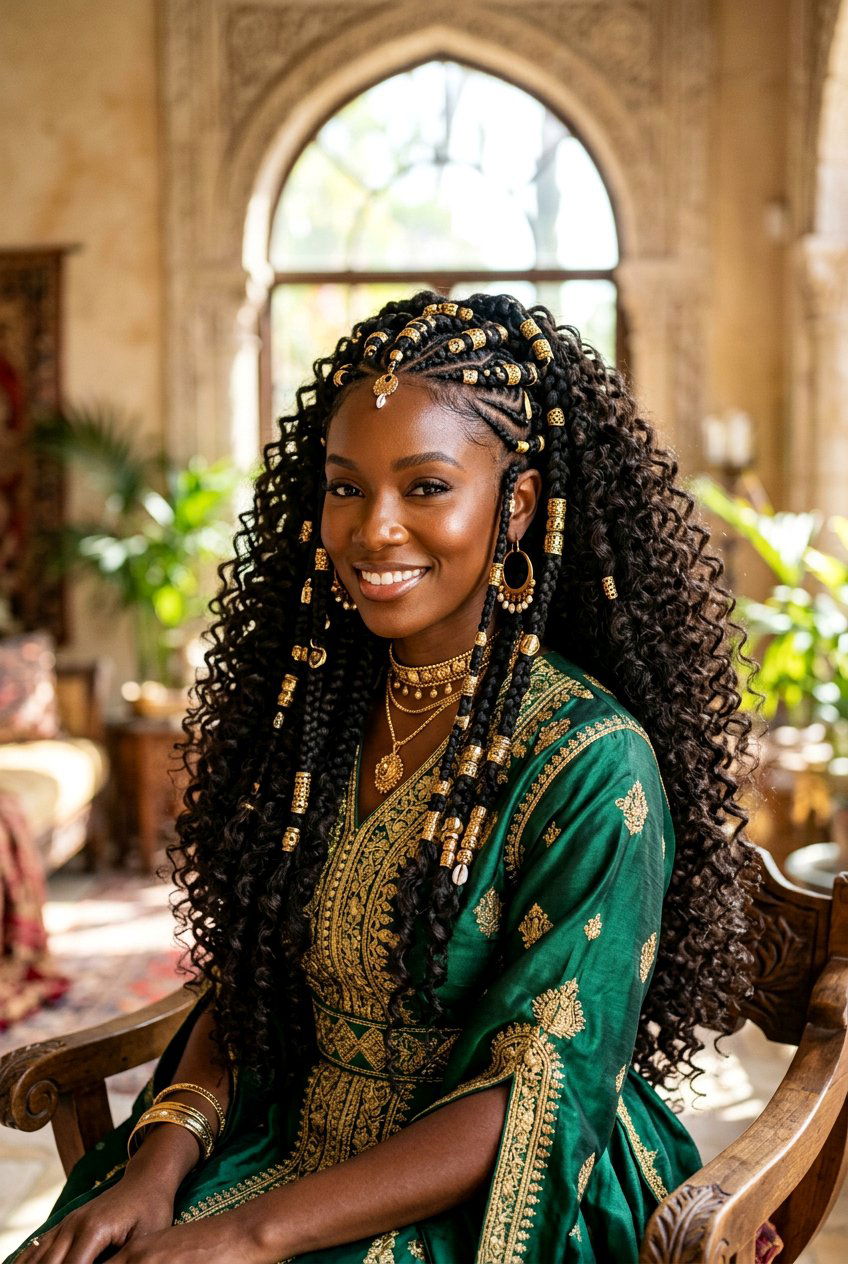 Goddess tribal braids with beads and curls - 20 tribal braids with beads and curls - 20 tribal braids with beads and curls