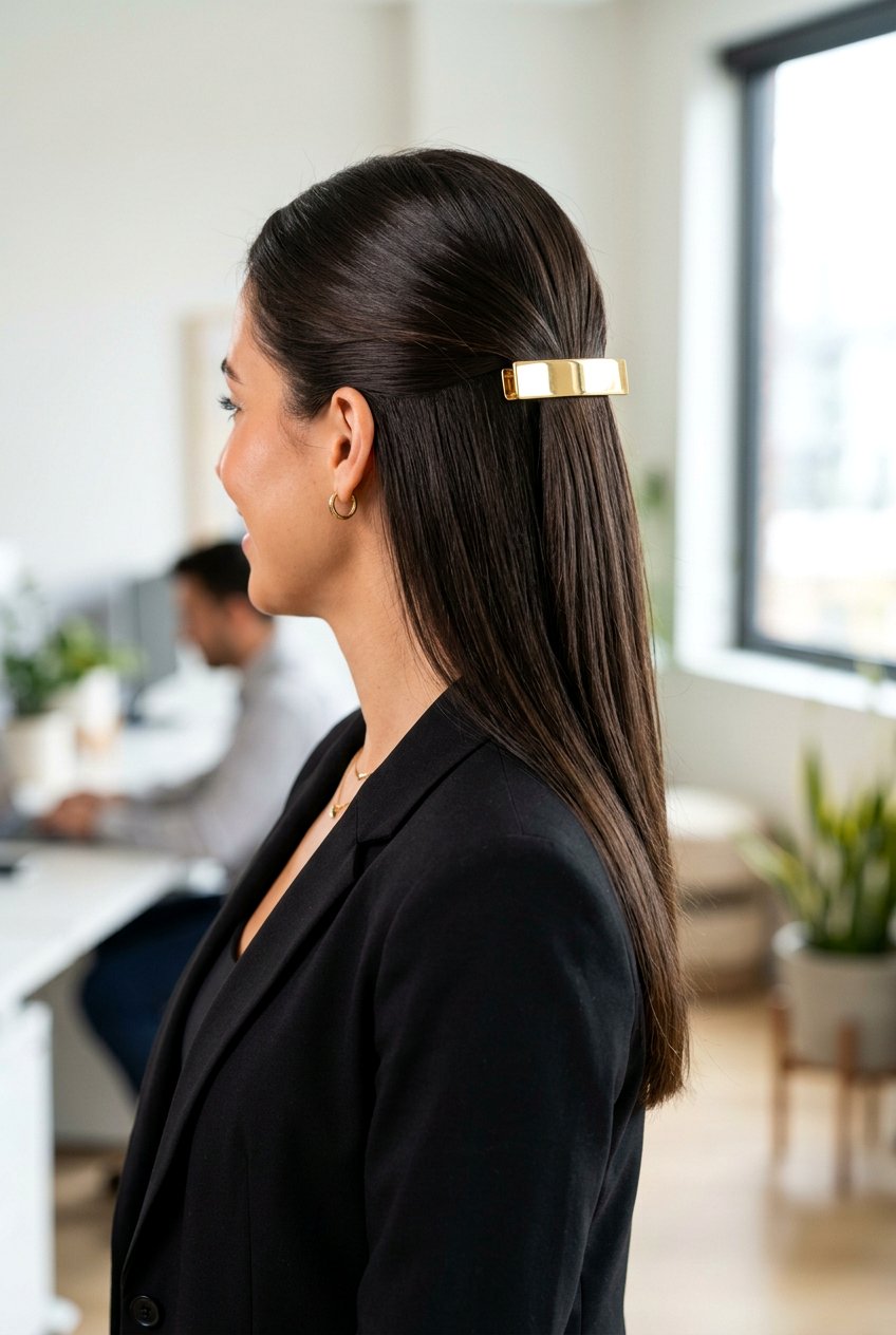 Gold Barrette Half Up - 20 barrette half up hairstyle - 20 barrette half up hairstyle