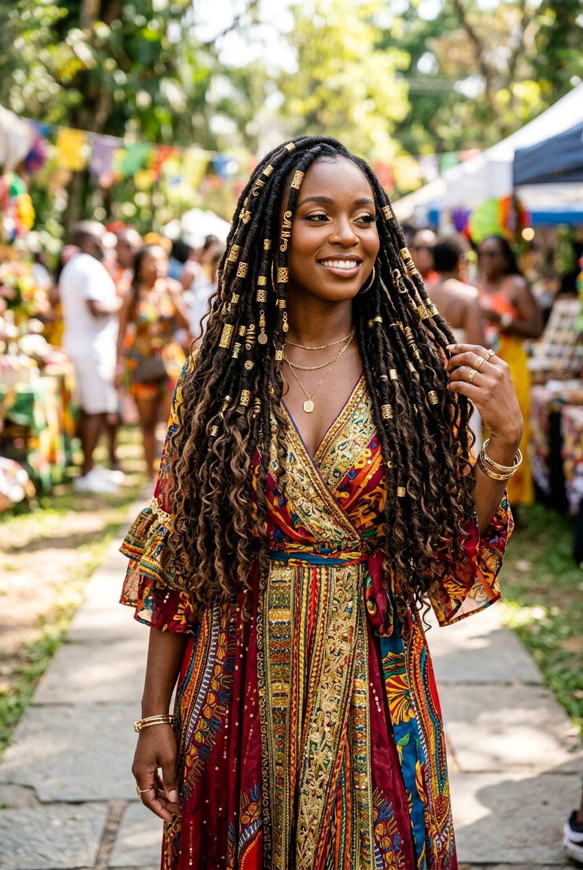 Gold Cuff Locs - 20 loc styles for wedding guests - 20 loc styles for wedding guests