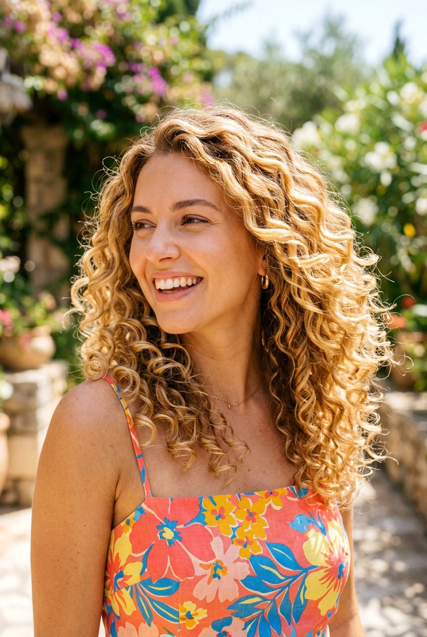 Golden Blonde Balayage Curls - 20 modern blonde balayage ideas - 20 modern blonde balayage ideas