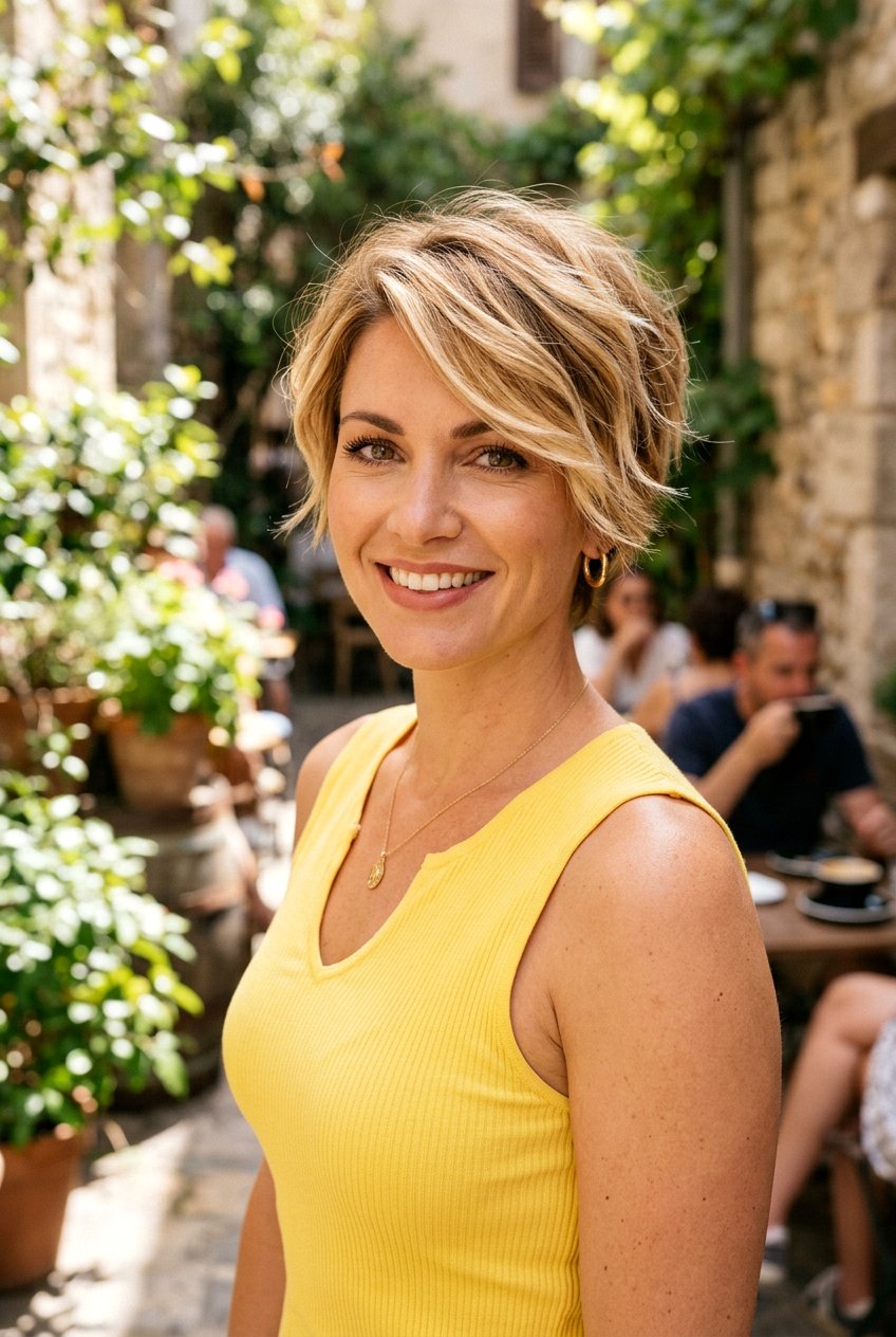 Golden Blonde Balayage Layered Pixie - 20 blonde balayage for pixie haircut - 20 blonde balayage for pixie haircut