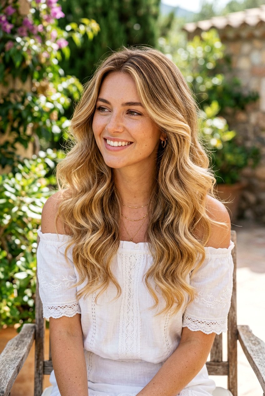 Golden Blonde Balayage with Loose Waves - 20 cool blonde balayage - 20 cool blonde balayage
