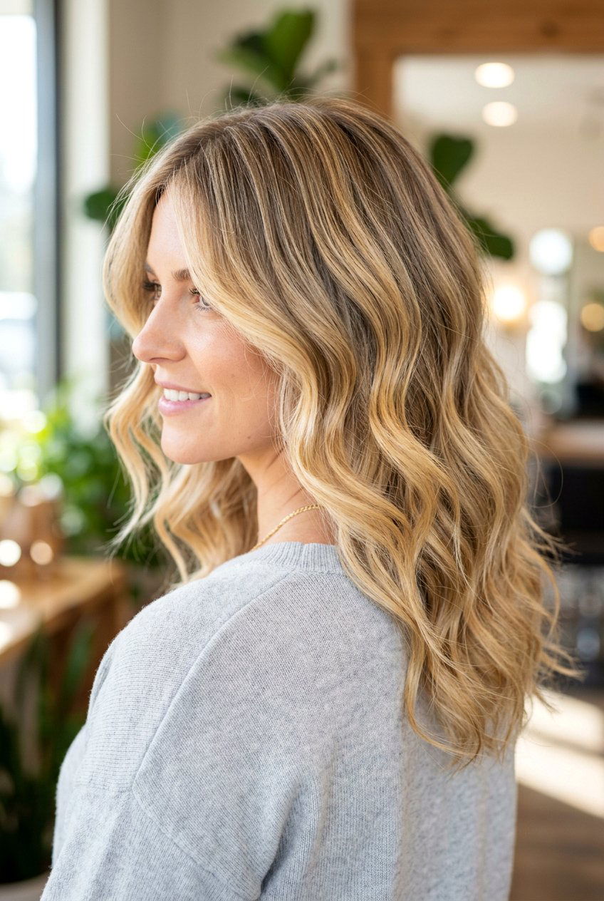 Golden Blonde Foilyage - 20 blonde highlights for gray blending - 20 blonde highlights for gray blending