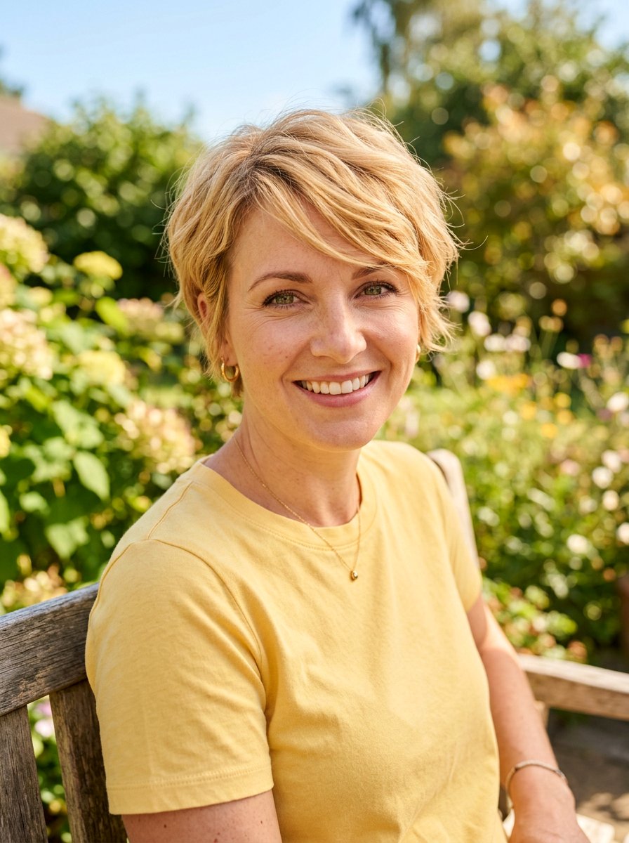 Golden Blonde Pixie Cut - 20 older women classy hair color ideas - 20 older women classy hair color ideas