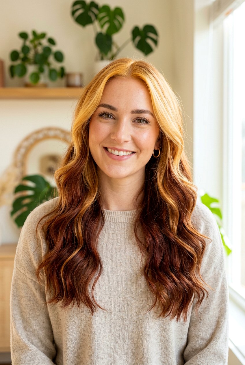 Golden Blonde To Auburn Reverse Ombre - 20 reverse ombre hair - 20 reverse ombre hair