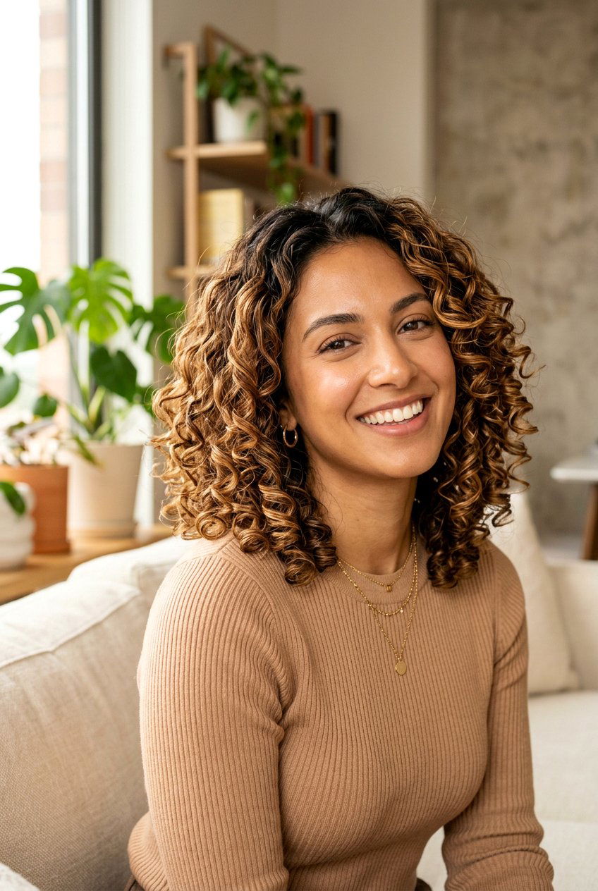 Golden Bronze Balayage Curly Bob - 20 brunette balayage for curly bob - 20 brunette balayage for curly bob