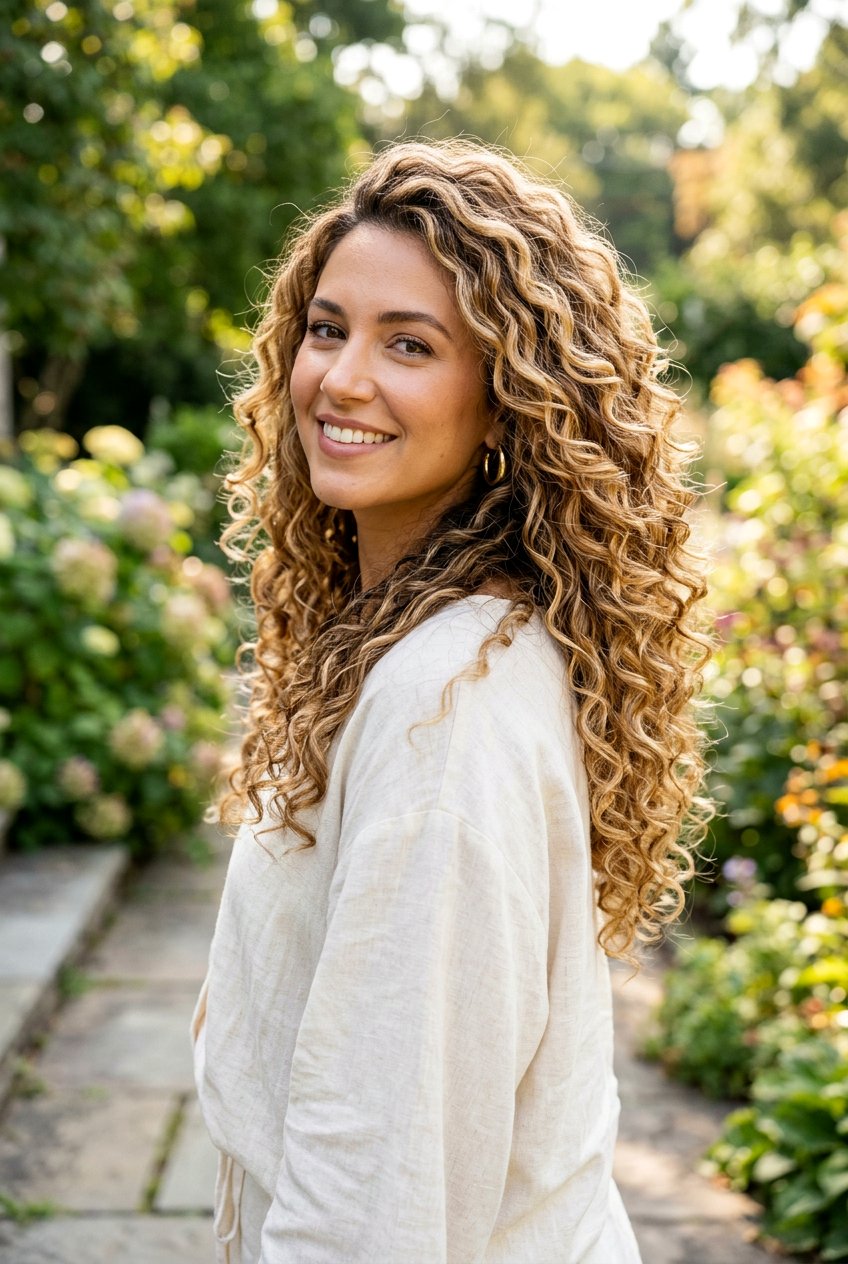 Golden Bronze Blonde Balayage on Curly Hair - 20 blonde balayage for curly hair - 20 blonde balayage for curly hair